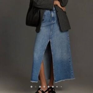 Pilcro Light Blue Denim Skirt with Middle Front Split